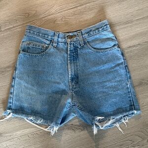 Stylish Blue Frayed Hem Women's Jean Shorts